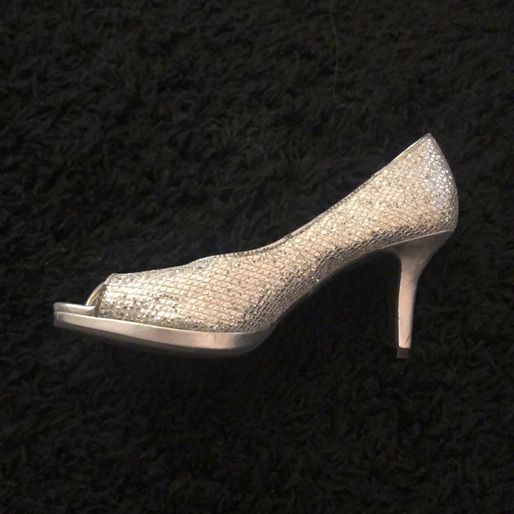 Silver sparkly heels